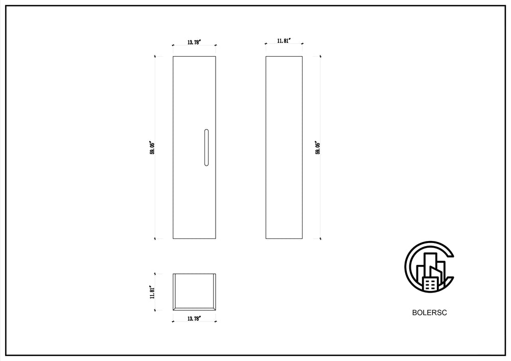 BOLER 13" CHESTNUT OAK WALL MOUNT MODERN BATHROOM SIDE CABINET