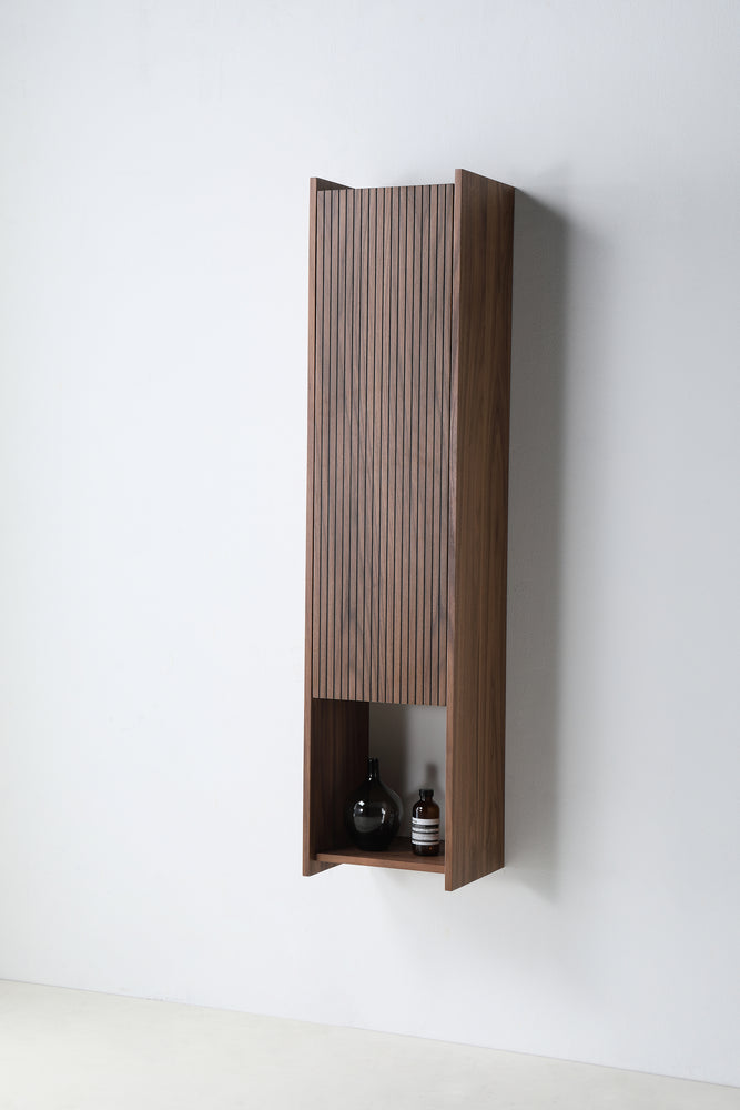 VIVT 13" WALNUT WALL MOUNT MODERN BATHROOM SIDE CABINET