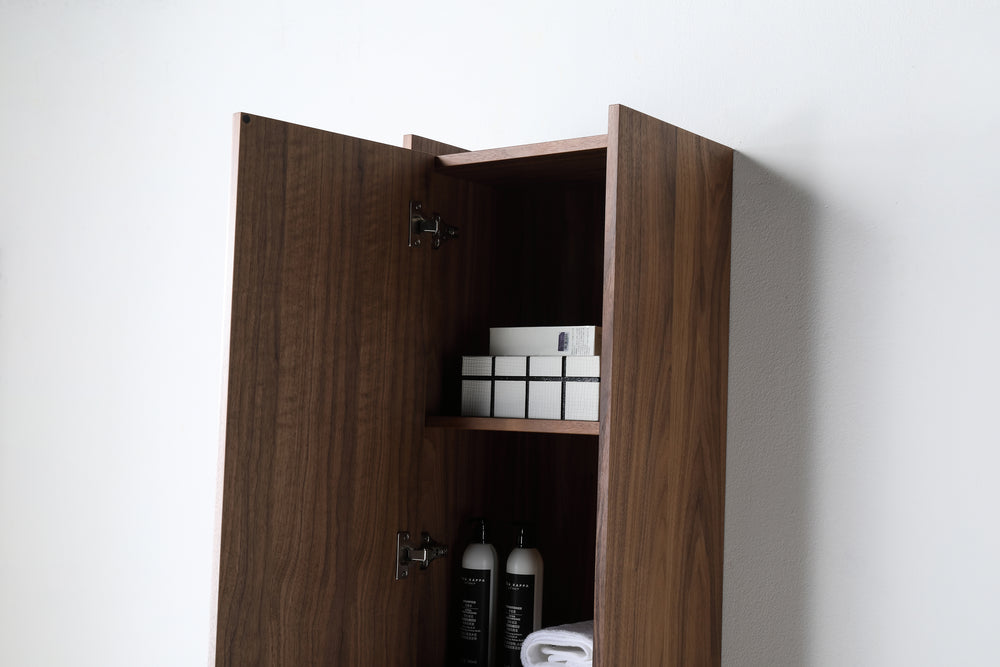 VIVT 13" WALNUT WALL MOUNT MODERN BATHROOM SIDE CABINET