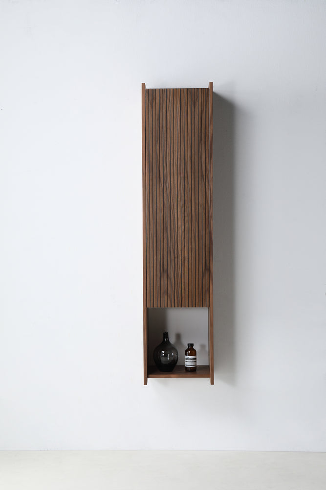 VIVT 13" WALNUT WALL MOUNT MODERN BATHROOM SIDE CABINET