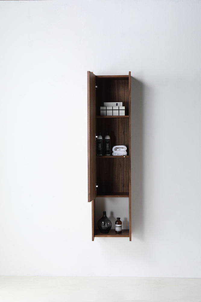 VIVT 13" WALNUT WALL MOUNT MODERN BATHROOM SIDE CABINET