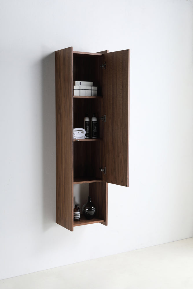 VIVT 13" WALNUT WALL MOUNT MODERN BATHROOM SIDE CABINET