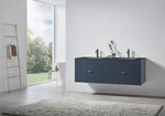 BARCELONA 60” DARK BLUE WALL MOUNT MODERN BATHROOM VANITY (BLACK COUNTERTOP)