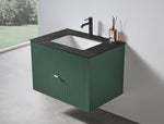 BARCELONA 30” FOREST GREEN WALL MOUNT MODERN BATHROOM VANITY (BLACK COUNTERTOP)