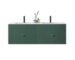 BARCELONA 60” FOREST GREEN WALL MOUNT MODERN BATHROOM VANITY (WHITE COUNTERTOP)