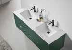 BARCELONA 60” FOREST GREEN WALL MOUNT MODERN BATHROOM VANITY (WHITE COUNTERTOP)