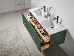 BARCELONA 60” FOREST GREEN WALL MOUNT MODERN BATHROOM VANITY (WHITE COUNTERTOP)