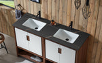 LYON 60” BEIGE/WALNUT MODERN FREESTANDING BATHROOM VANITY (BLACK COUNTERTOP)