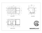 MANAROLA 42” LIGHT GRAY WALL MOUNT MODERN BATHROOM VANITY (OPEN SHELVES)