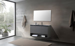 MATERA 48” CHARCOAL WALL MOUNT MODERN BATHROOM VANITY (BLACK COUNTERTOP)