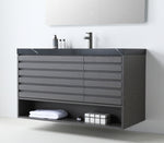 MATERA 48” CHARCOAL WALL MOUNT MODERN BATHROOM VANITY (BLACK COUNTERTOP)