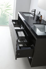 MATERA 60” CHARCOAL WALL MOUNT MODERN BATHROOM VANITY (BLACK COUNTERTOP)