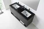 MATERA 60” CHARCOAL WALL MOUNT MODERN BATHROOM VANITY (BLACK COUNTERTOP)