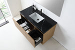 MATERA 48” PECAN OAK WALL MOUNT MODERN BATHROOM VANITY (BLACK COUNTERTOP)