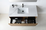 MATERA 48” PECAN OAK WALL MOUNT MODERN BATHROOM VANITY (WHITE COUNTERTOP)