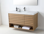 MATERA 48” PECAN OAK WALL MOUNT MODERN BATHROOM VANITY (WHITE COUNTERTOP)