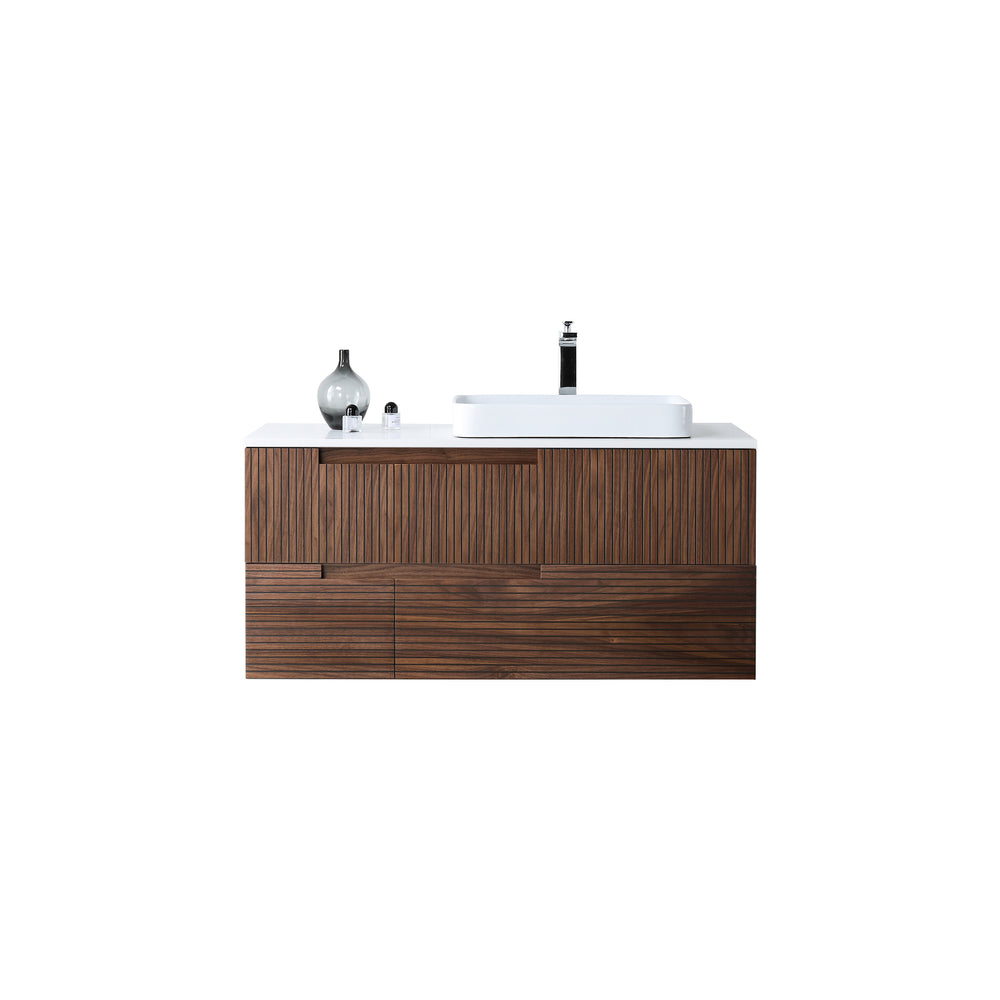 ORSA 48” WALNUT WALL MOUNT MODERN BATHROOM VANITY