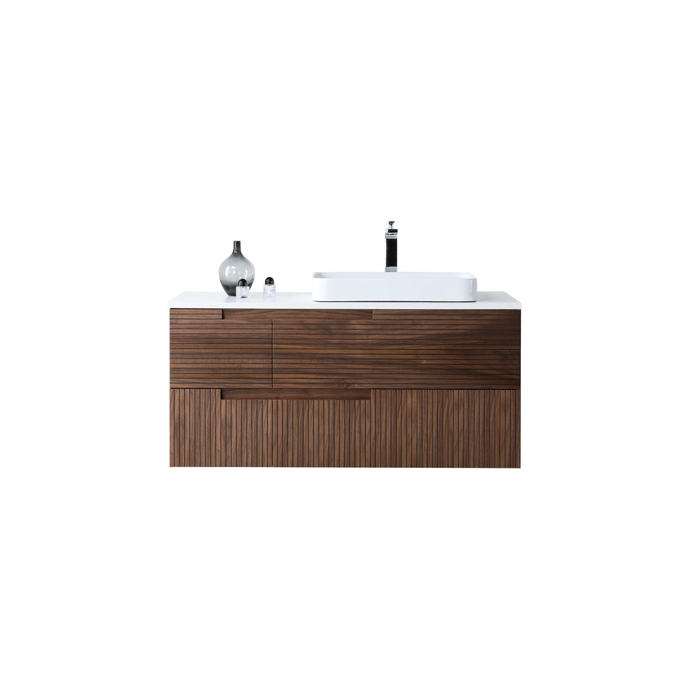 ORSA 48” WALNUT WALL MOUNT MODERN BATHROOM VANITY