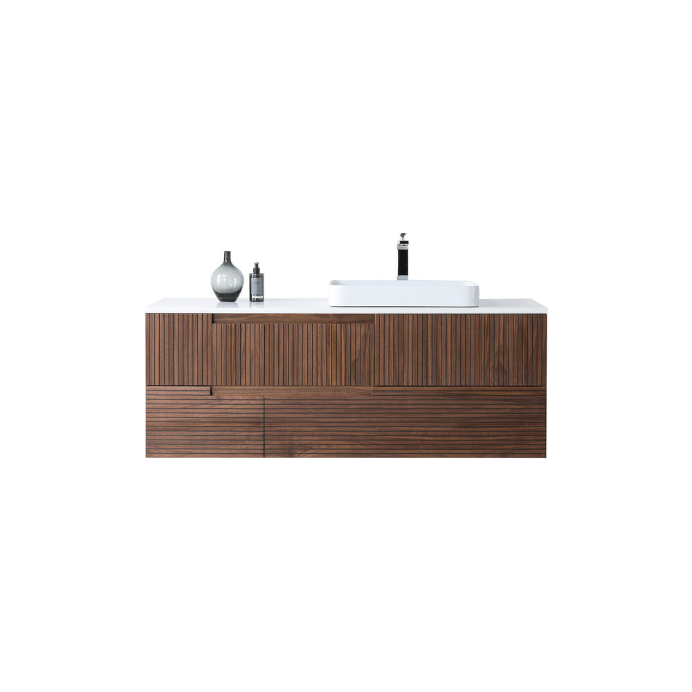 ORSA 60” WALNUT WALL MOUNT MODERN BATHROOM VANITY