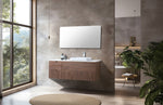 ORSA 60” WALNUT WALL MOUNT MODERN BATHROOM VANITY