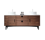 PORTREE 72”  WALNUT MID-CENTURY FREESTANDING BATHROOM VANITY