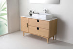 PORTREE 48” WHITEWASH OAK MID-CENTURY FREESTANDING BATHROOM VANITY