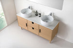 PORTREE 60” WHITEWASH OAK MID-CENTURY FREESTANDING BATHROOM VANITY