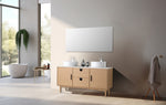 PORTREE 60” WHITEWASH OAK MID-CENTURY FREESTANDING BATHROOM VANITY