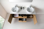 PORTREE 60” WHITEWASH OAK MID-CENTURY FREESTANDING BATHROOM VANITY