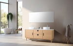 PORTREE 72” WHITEWASH OAK MID-CENTURY FREESTANDING BATHROOM VANITY