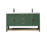 WINCHESTER 60” FOREST GREEN FREESTANDING MODERN BATHROOM VANITY (WHITE COUNTERTOP)