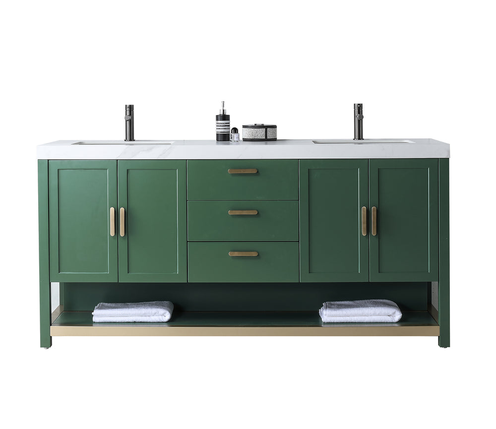 WINCHESTER 72” FOREST GREEN FREESTANDING MODERN BATHROOM VANITY (WHITE COUNTERTOP)