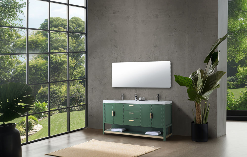 WINCHESTER 72” FOREST GREEN FREESTANDING MODERN BATHROOM VANITY (WHITE COUNTERTOP)