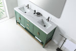 WINCHESTER 72” FOREST GREEN FREESTANDING MODERN BATHROOM VANITY (WHITE COUNTERTOP)