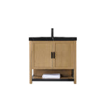 WINCHESTER 36” PECAN OAK FREESTANDING MODERN BATHROOM VANITY (BLACK COUNTERTOP)