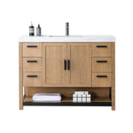 WINCHESTER 48” PECAN OAK FREESTANDING MODERN BATHROOM VANITY (WHITE COUNTERTOP)