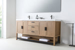 WINCHESTER 72” PECAN OAK FREESTANDING MODERN BATHROOM VANITY(WHITE COUNTERTOP)