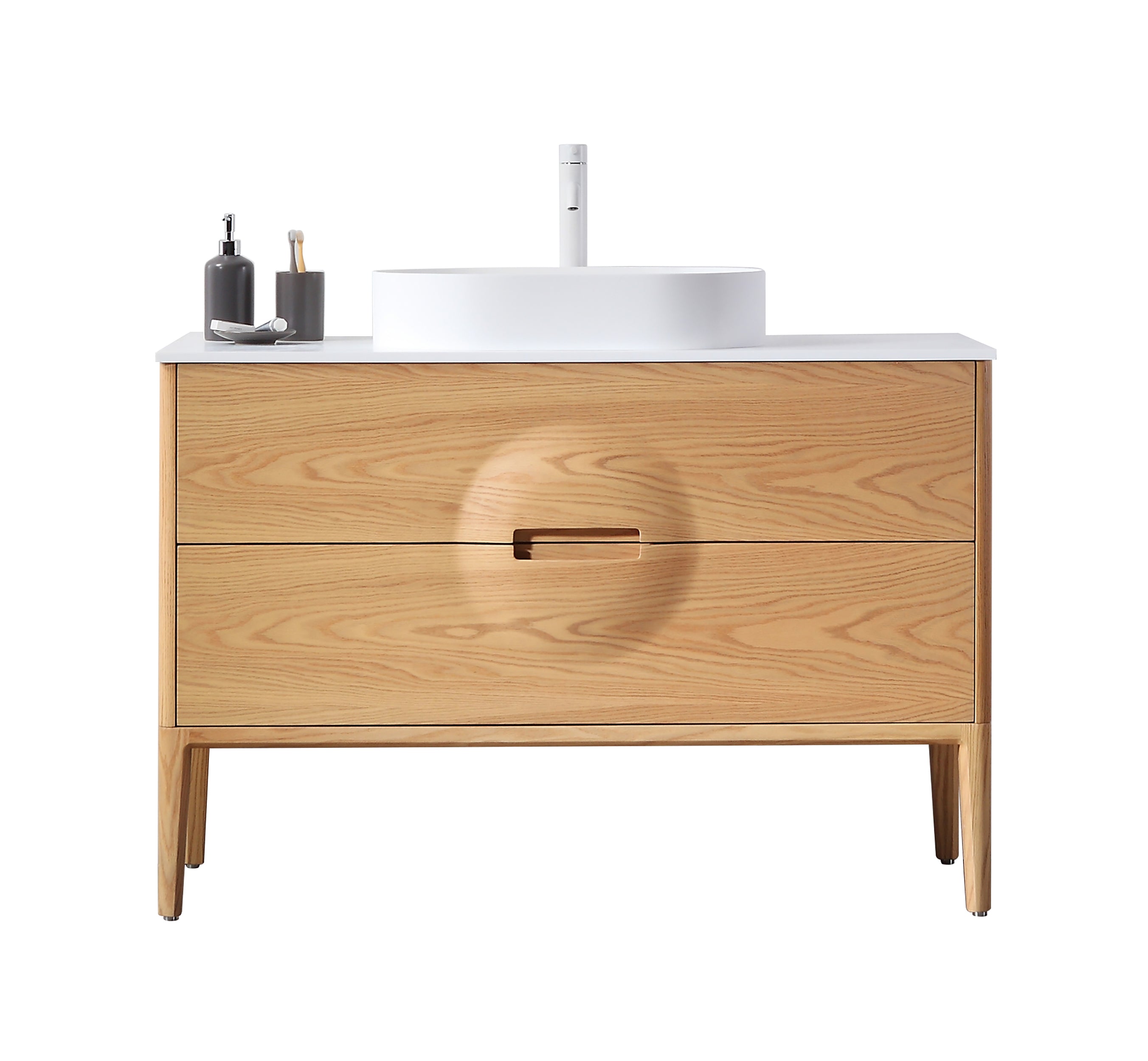 WINCHESTER 48” PECAN OAK FREESTANDING MODERN BATHROOM VANITY (WHITE CO –  kartonrepublic