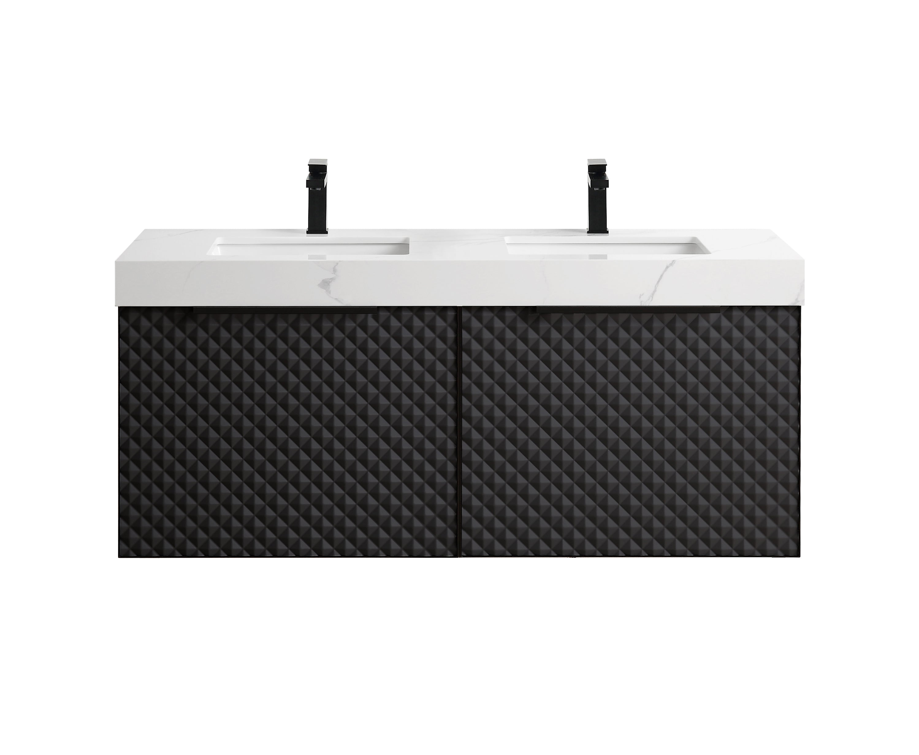 Karton Republic Manarola 42 Matte Black Wall Mount Modern Bathroom Vanity W/Sink (Open Shelves) VAMANMB42WMQZ